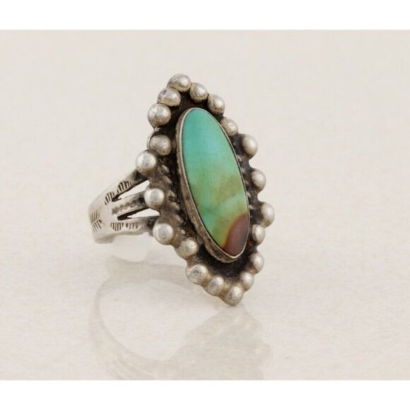 Sterling Silver Natural Turquoise Ring Size 7 3/4 - Picture 1 of 7